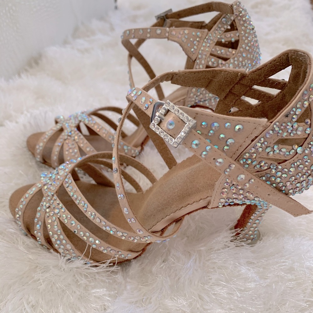 CREAM RHINESTONE Dance Shoes
